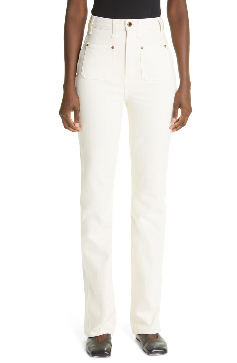 Khaite Isabella High Waist Straight Leg Jeans, Main, color, 