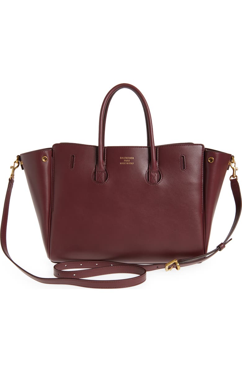 Balenciaga Small Bel Air Leather Tote, Alternate, color, 6034 Dark Burgundy