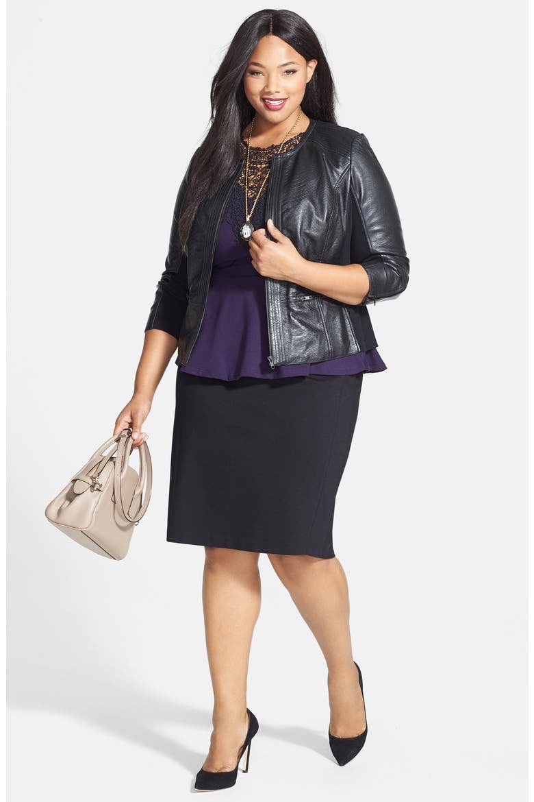 Embossed Leather Jacket, Alternate, color, BLACK
