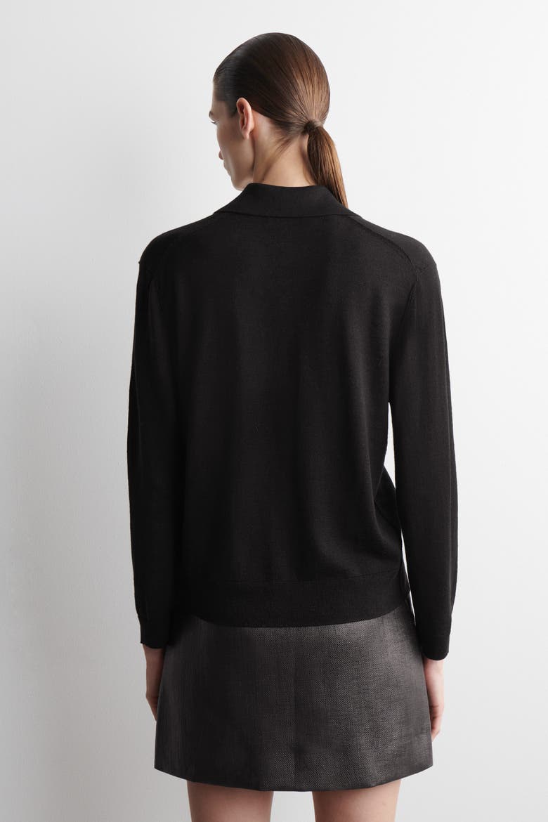 Knitted Linen-Merino Shirt, Alternate, color, BLACK