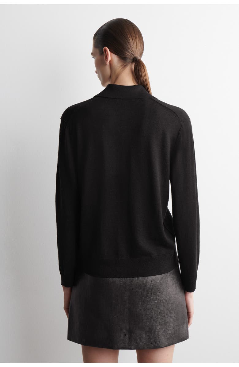 COS Knitted Linen-Merino Shirt, Alternate, color, Black