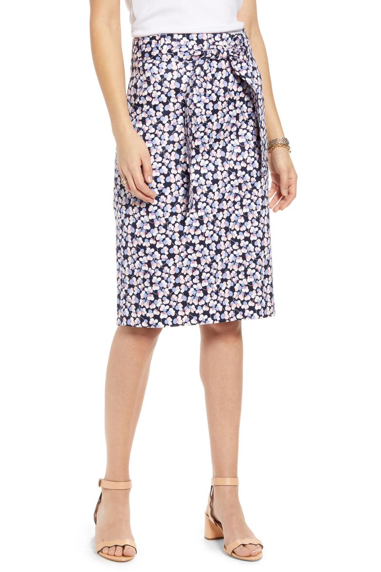 Twill Pencil Skirt, Main, color, NAVY VINTAGE POP FLORAL