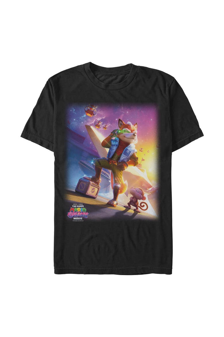 Men's Star Fox McCloud Space Poster Short Sleeve T-Shirt, Main, color, Black
