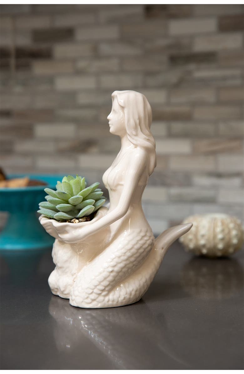 FLORA BUNDA White Faux Mermaid Succulent Planter, Alternate, color, 