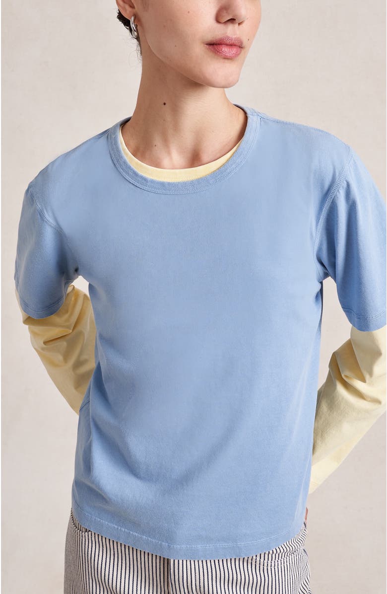 La Ligne Short Sleeve Boyfriend Tee, Alternate, color, Chambray