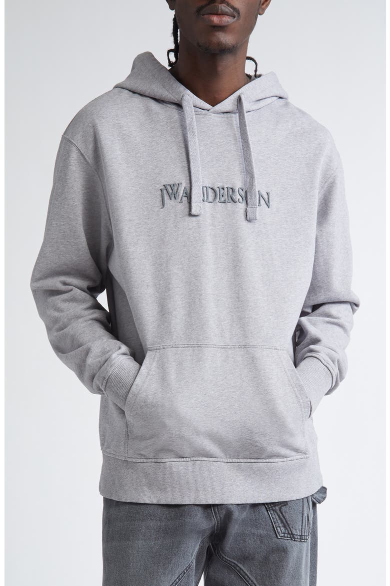 Logo Embroidered Hoodie, Main, color, GREY MELANGE