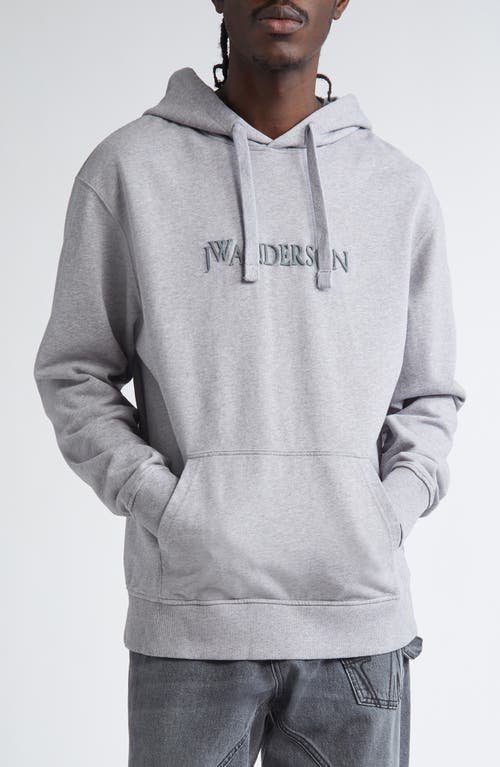JW Anderson Logo Embroidered Hoodie in Grey Melange 