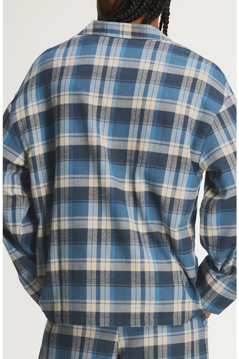 Savage X Flannel Pajama Shirt, Alternate, color, DARK AND STORMY BLUE MAD PLAID