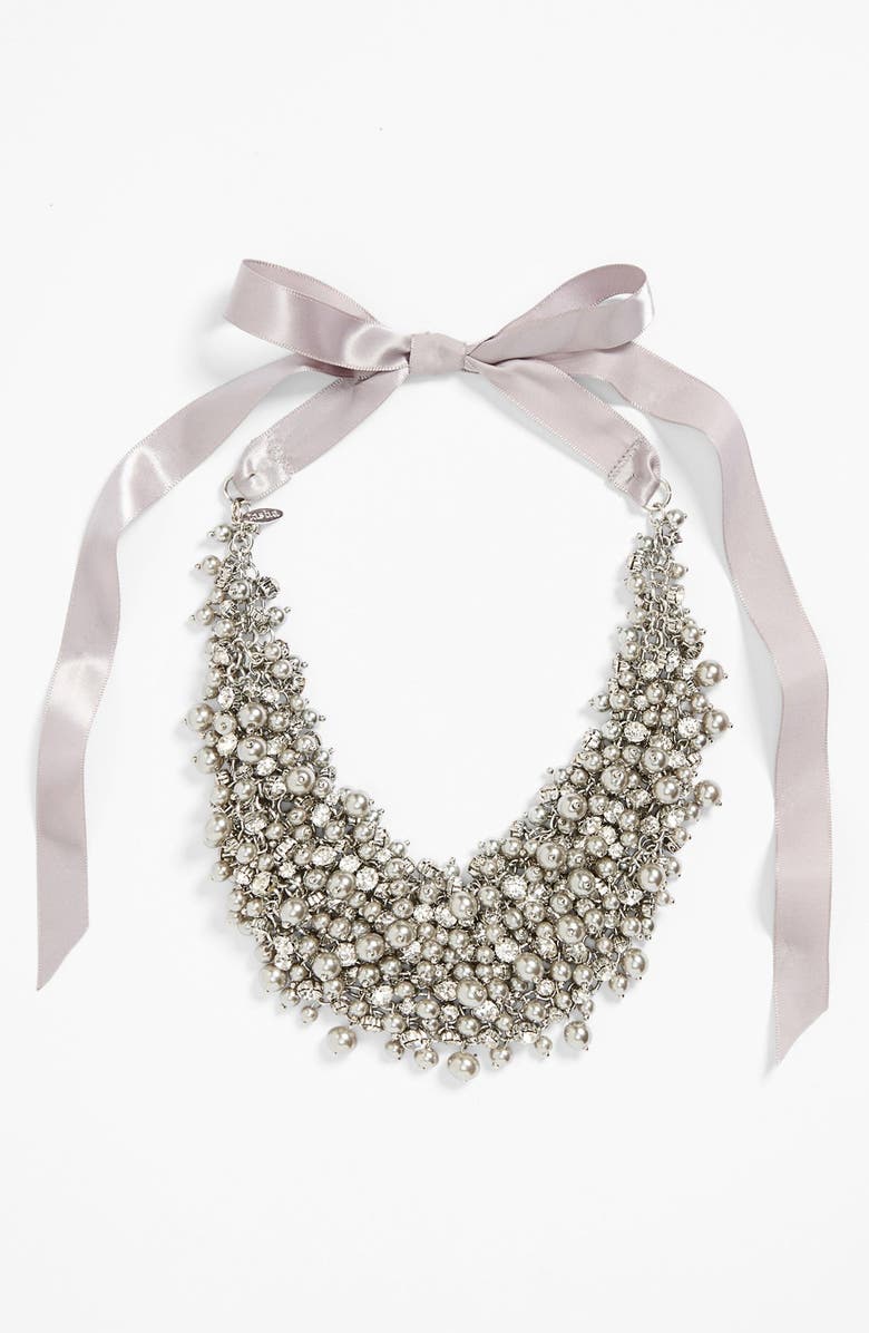 Tasha 'Pretty Pearl' Ribbon Collar Necklace, Main, color, 