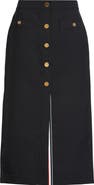 Thom Browne Button Front Wool Midi Skirt
