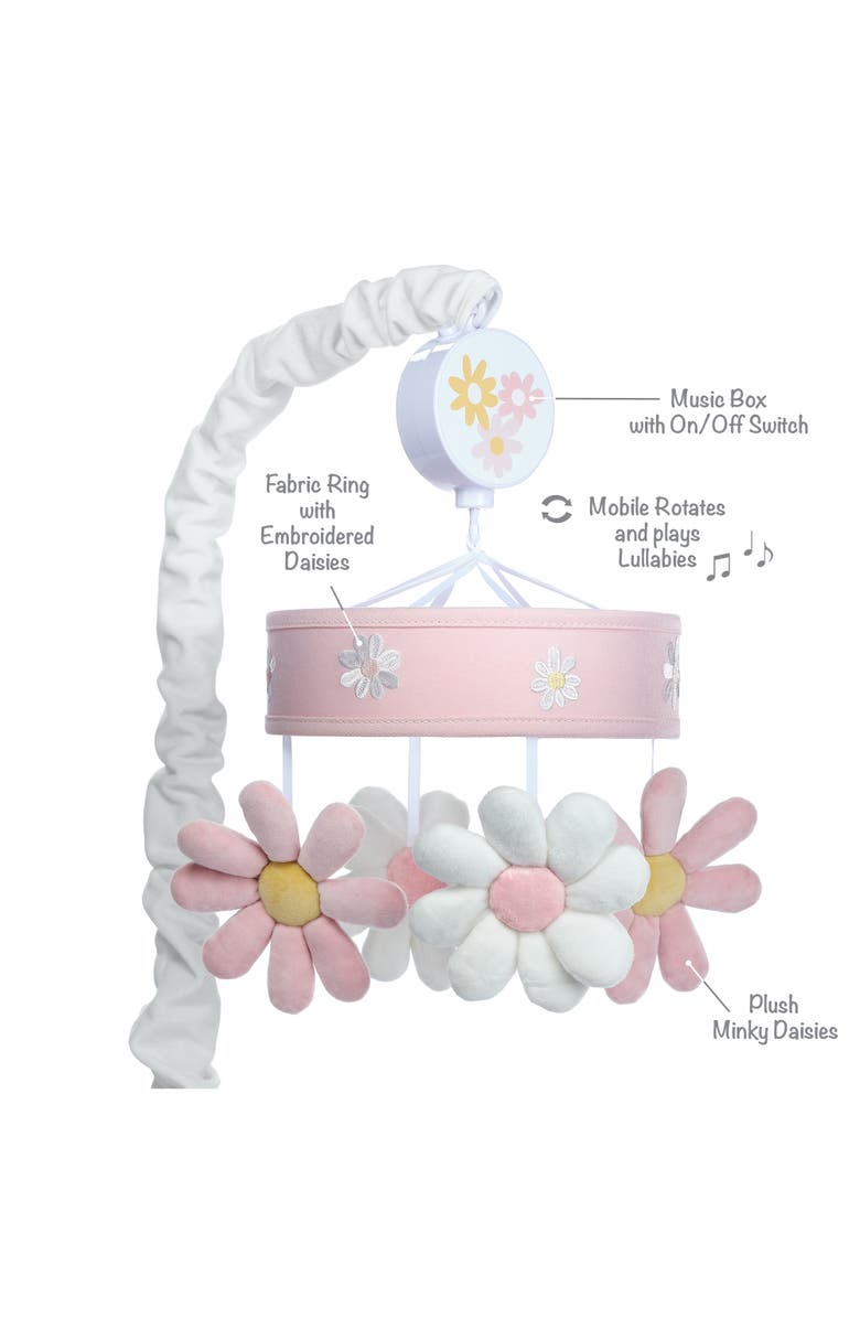 Lambs & Ivy Daisy Dreams Musical Baby Crib Mobile Soother Toy, Alternate, color, Pink