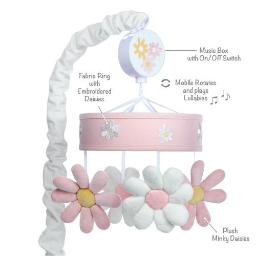 Lambs & Ivy Daisy Dreams Musical Baby Crib Mobile Soother Toy In White