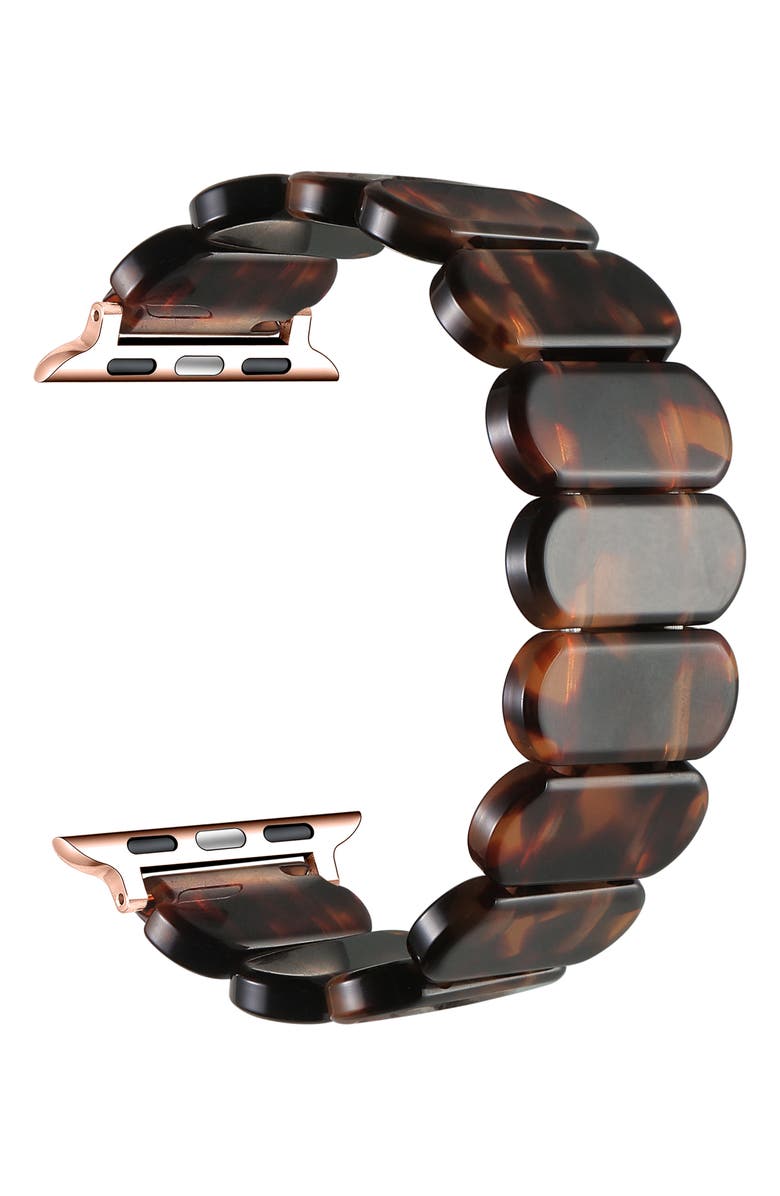 The Posh Tech Reese Resin Elastic Apple Watch<sup>®</sup> Watchband, Alternate, color, Chocolate Tortoise