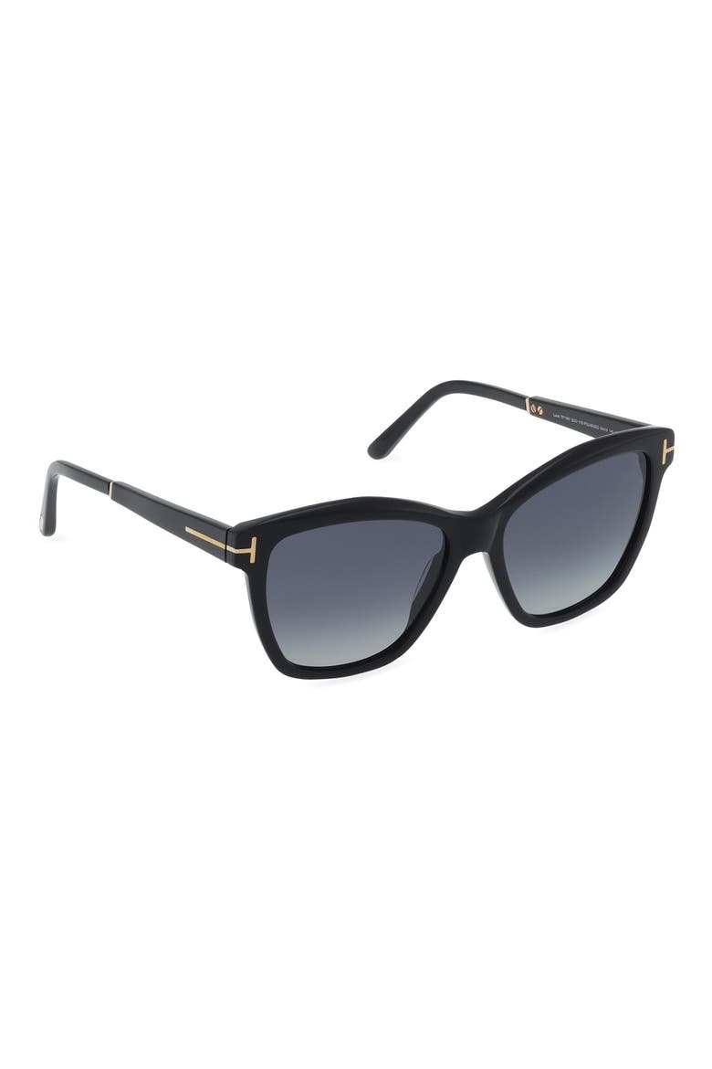 Lucia 54mm Polarized Square Sunglasses, Alternate, color, SHINY BLACK / POLARIZED SMOKE