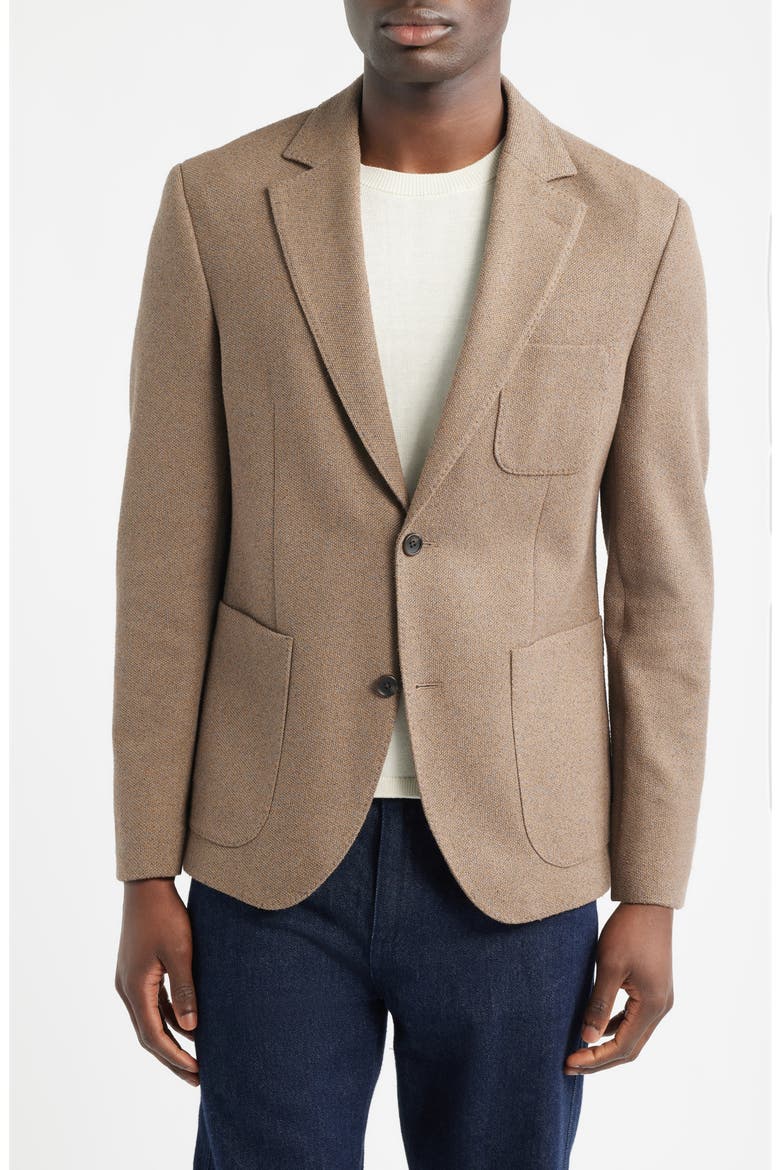 Henrik Trim Fit Brown Knit Cotton Blend Sport Coat, Alternate, color, BROWN KIWI TEXTURED KNIT