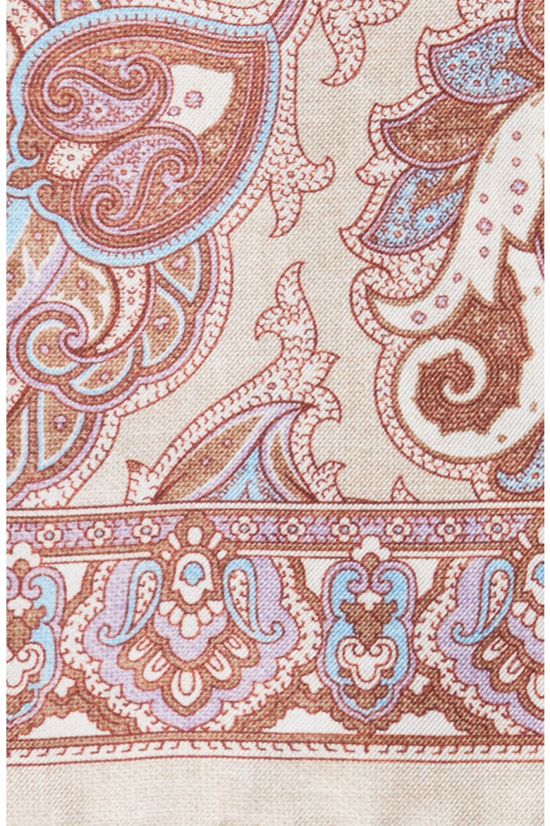 Persian Print Silk Pocket Square, Alternate, color, BEIGE