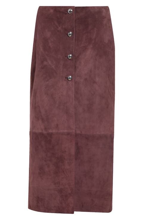 Pinkard Suede Midi Skirt