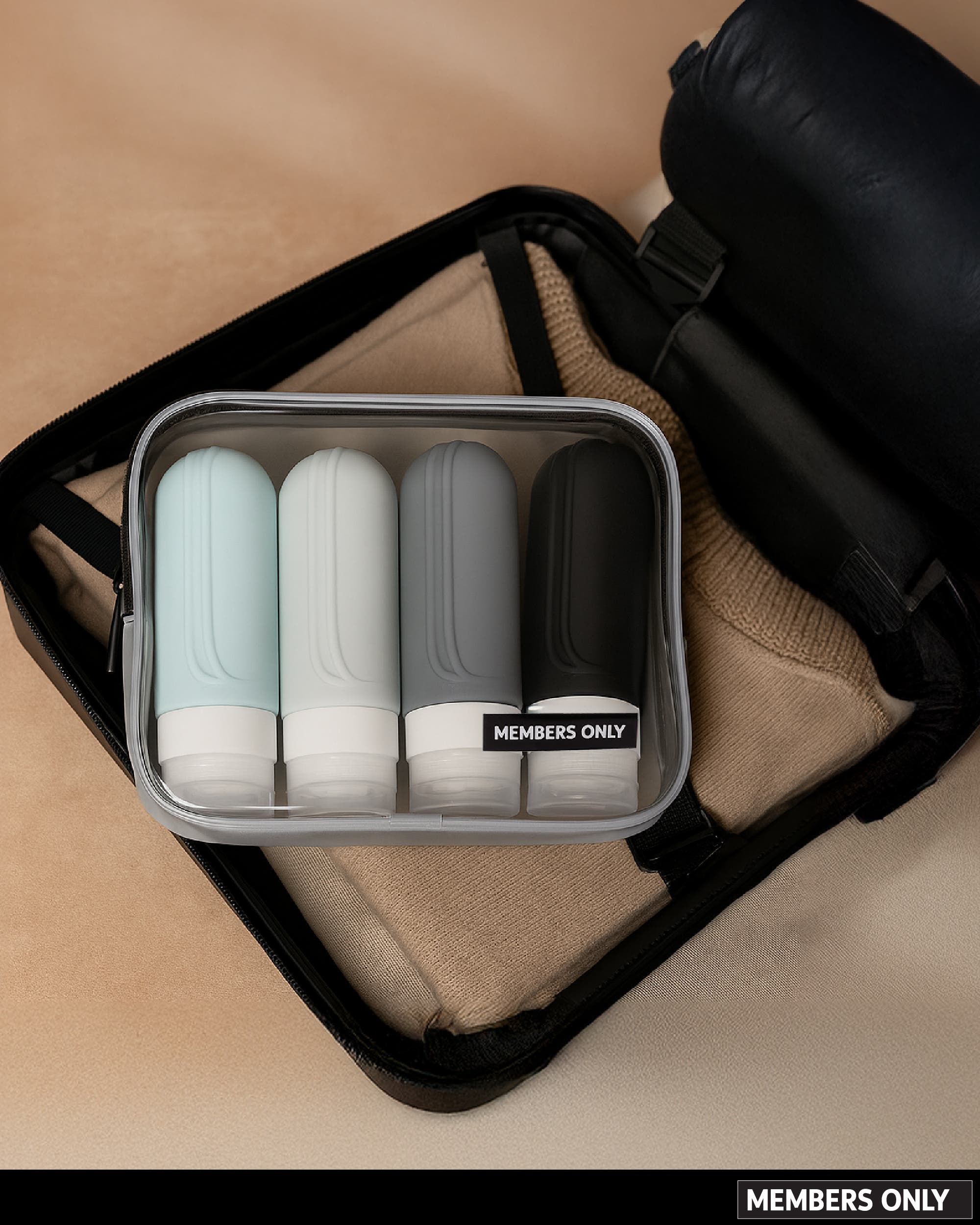 Members Only Silicone Travel Bottle Set, 4 Pack, Alternate, color, Multicolor