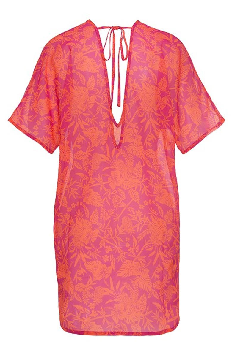 LASCANA Women's Tropical Cover Up, Alternate, color, Pink Orange
