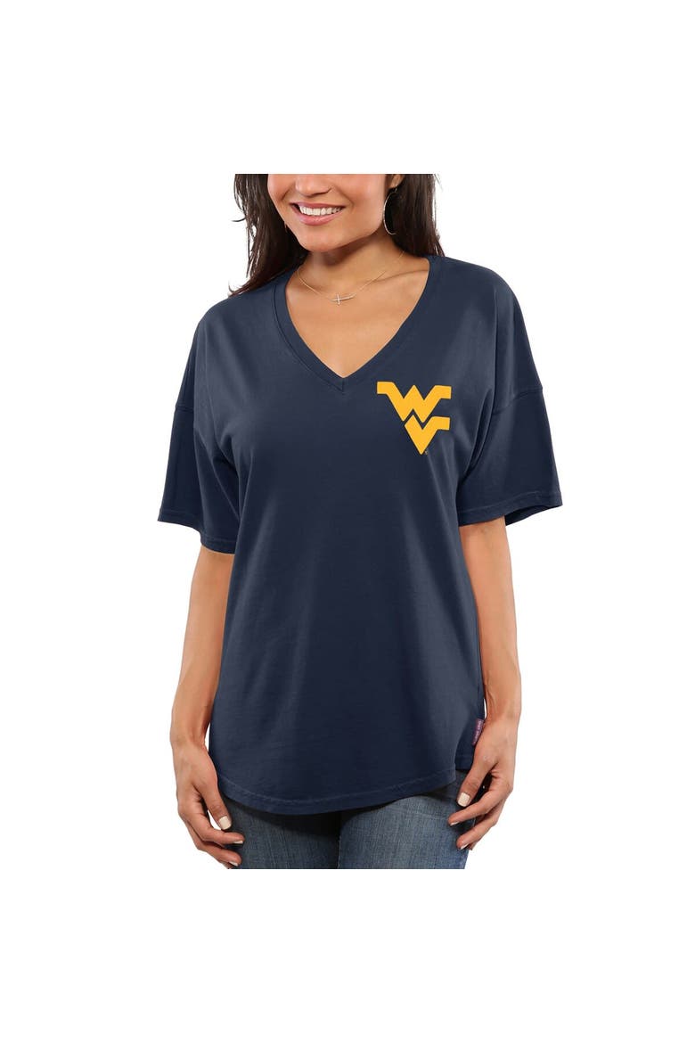 Women's Navy West Virginia Mountaineers Spirit Jersey Oversized T-Shirt, Alternate, color, Navy