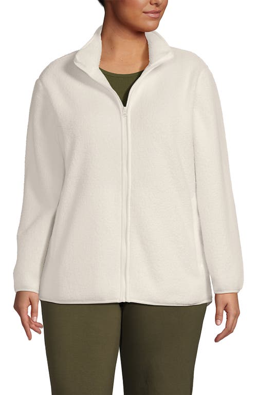 Lands' End Cozy High Pile Full Zip Fleece Jacket In Neutral