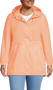 Lands' End Plus Size Print Waterproof Hooded Packable Raincoat