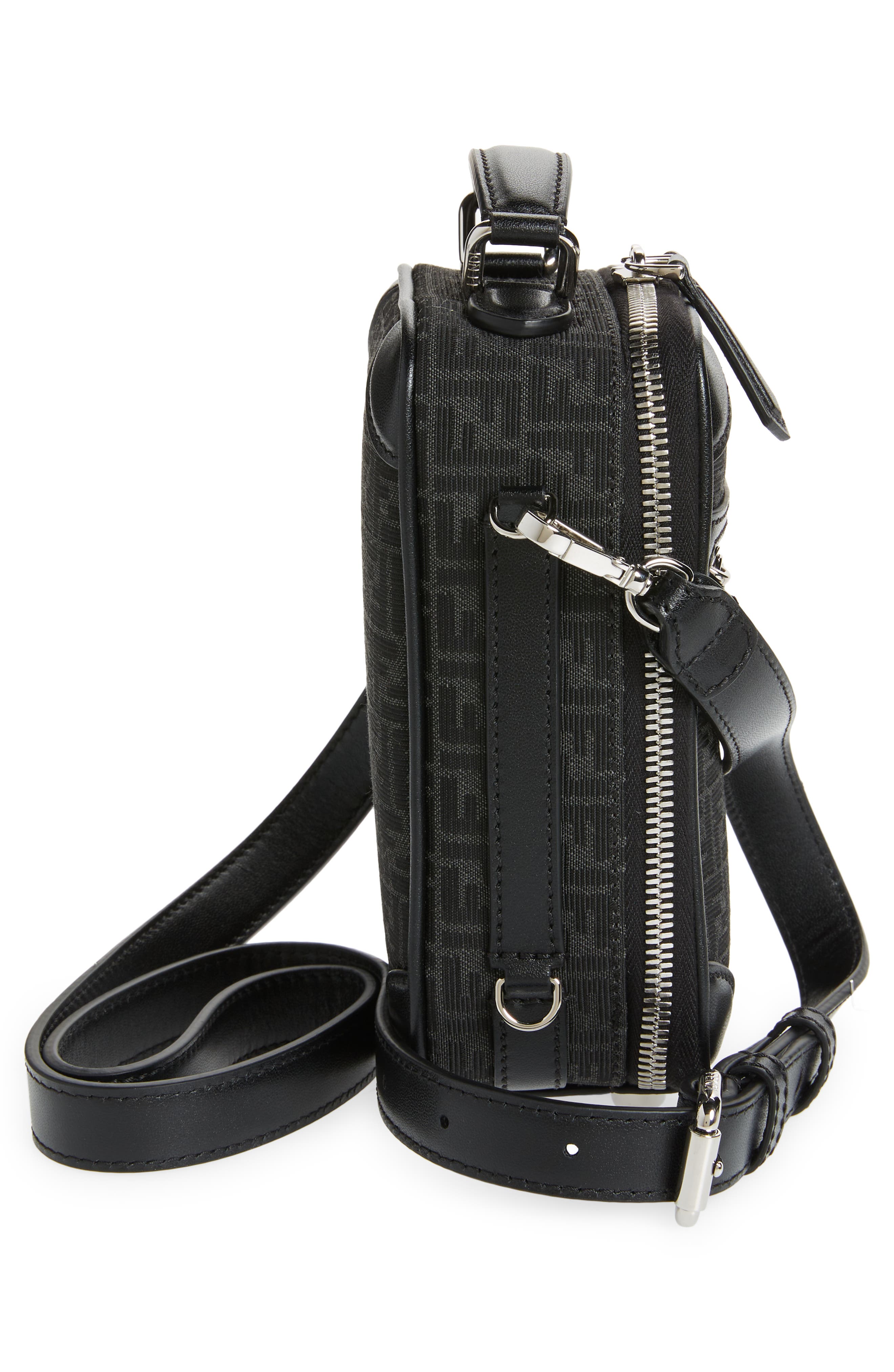 Fendi FF Logo Canvas Top Handle Crossbody Bag, Alternate, color, 