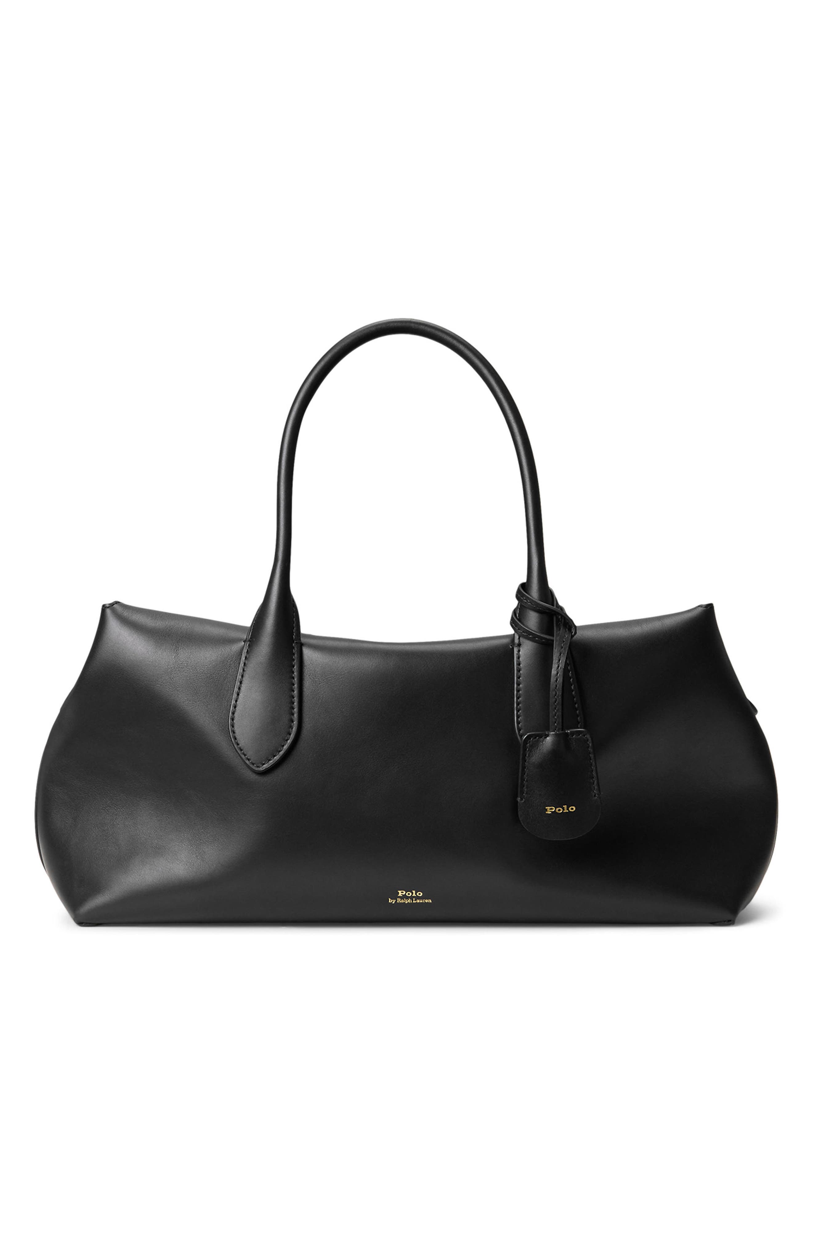 Polo Ralph Lauren Bellport Leather Satchel, Main, color, Black