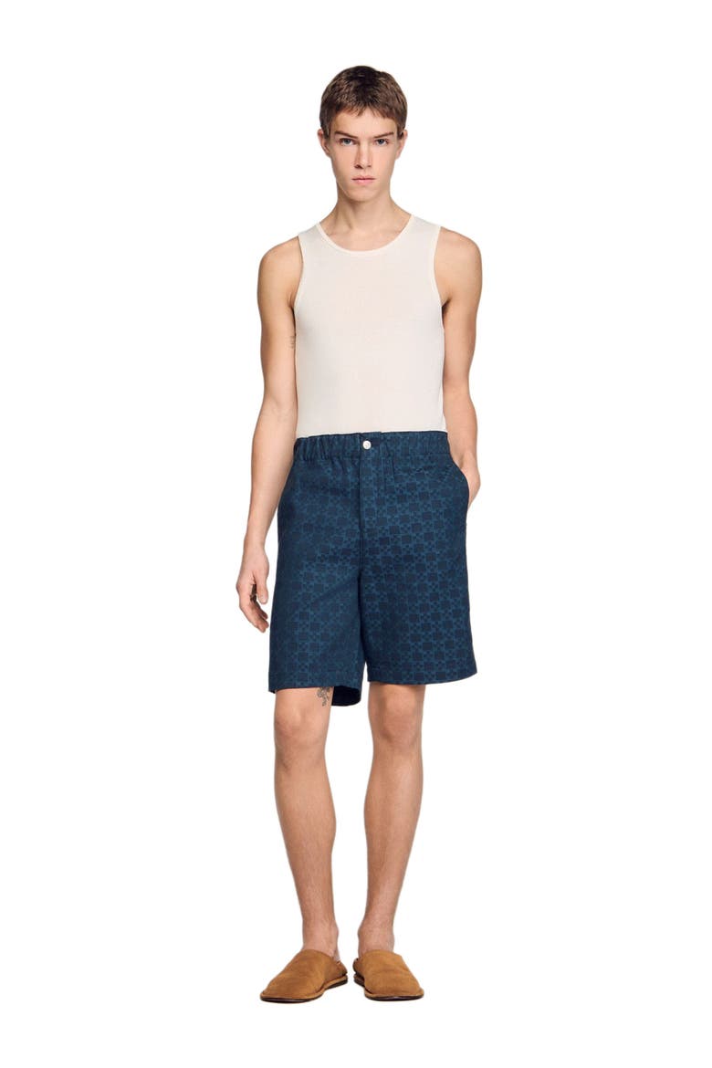 Square Cross denim shorts, Alternate, color, Navy blue
