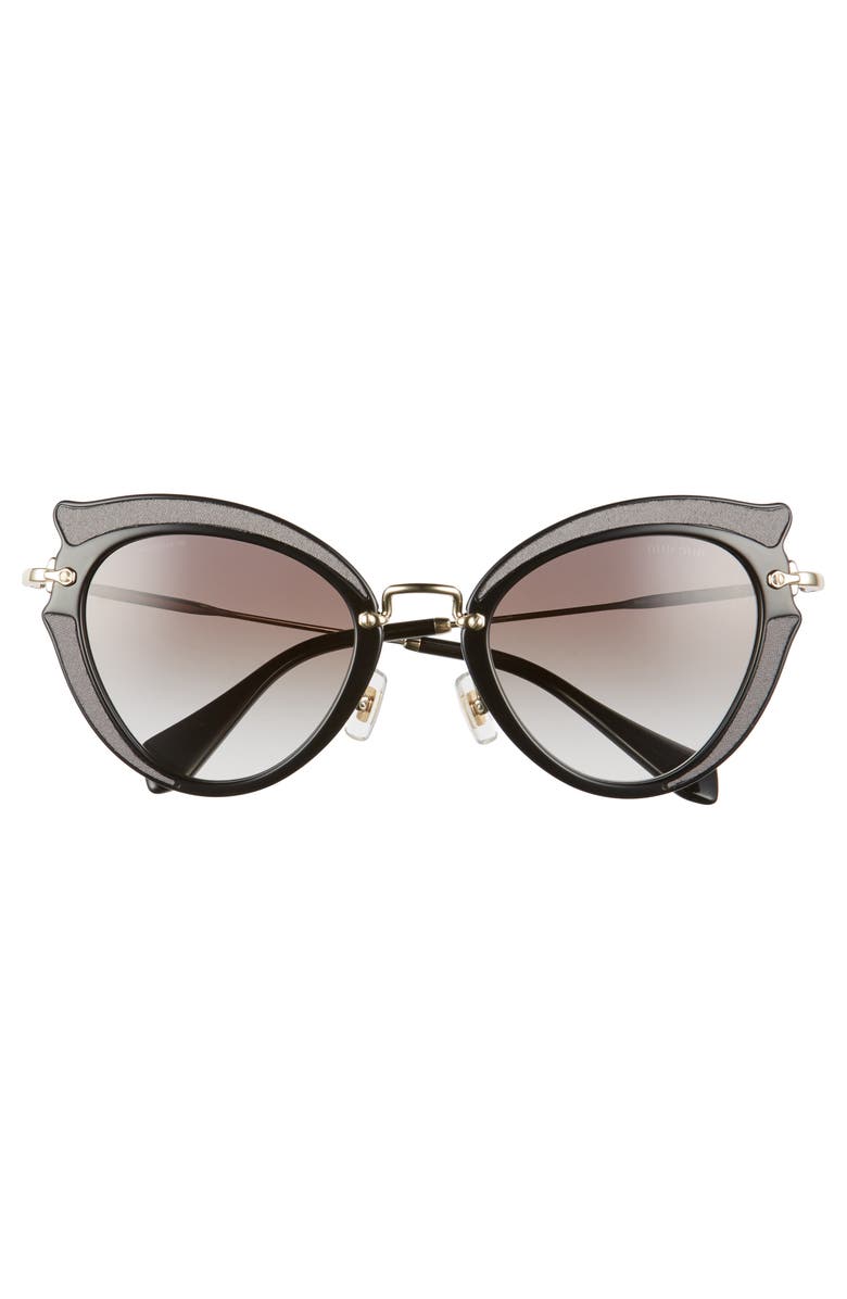 Miu Miu 52mm Pavé Gradient Cat Eye Sunglasses, Alternate, color, Black Gradient