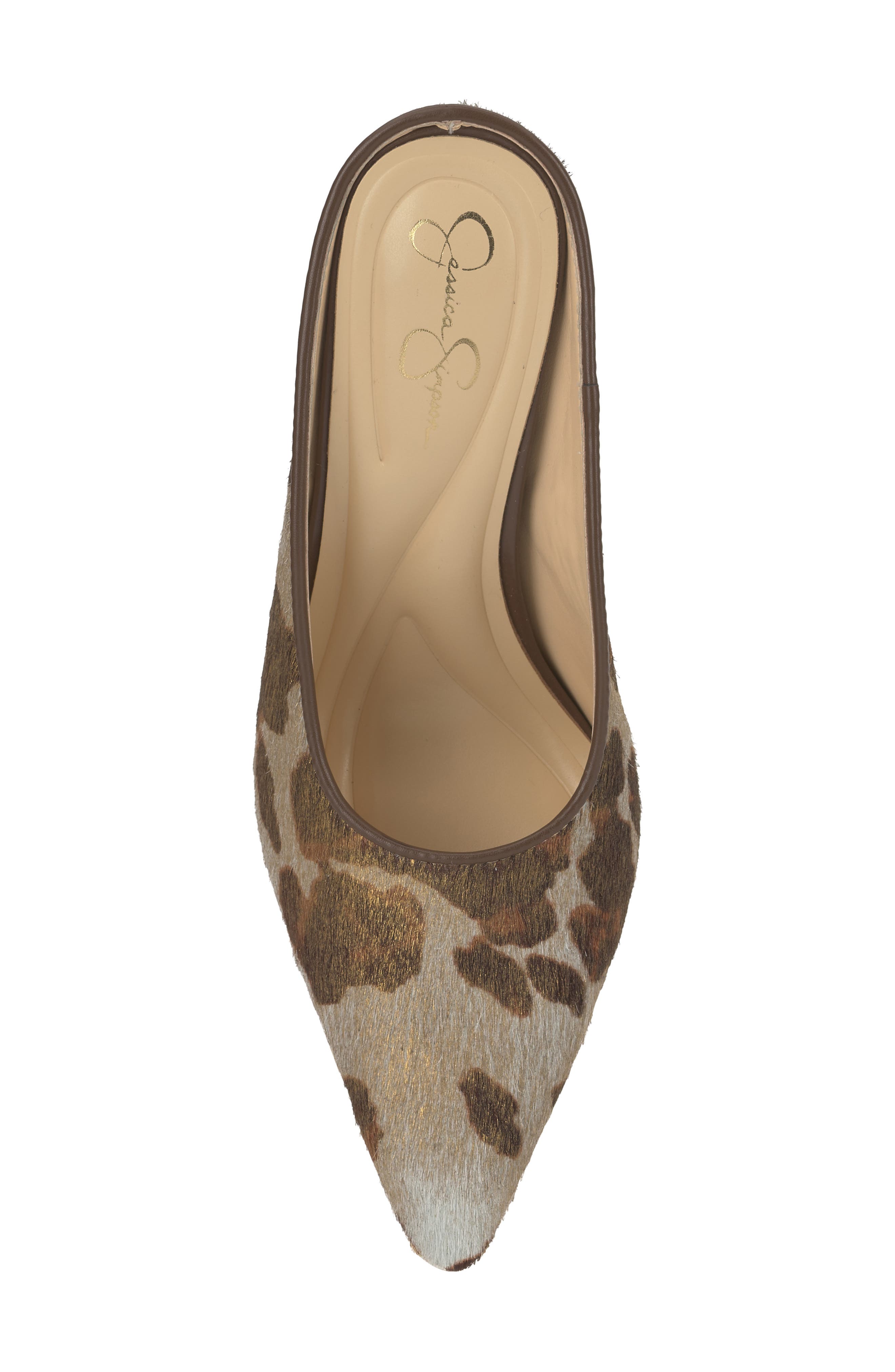 Jessica Simpson Wilix Genuine Calf Hair Pointed Toe Mule, Alternate, color, Beige/ Gold