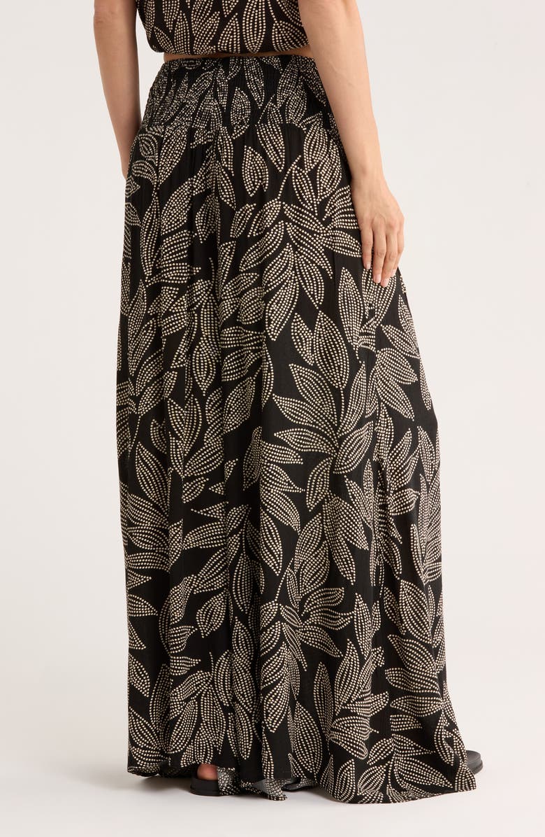 Elan Smocked Waist Cover-Up Palazzo Pants, Alternate, color, Black Cartagena