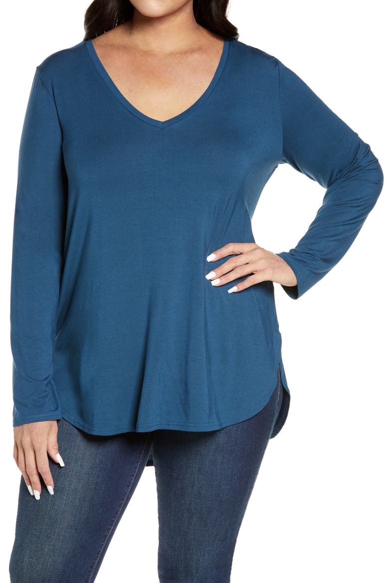 V-Neck Tunic, Main, color, BLUE WING