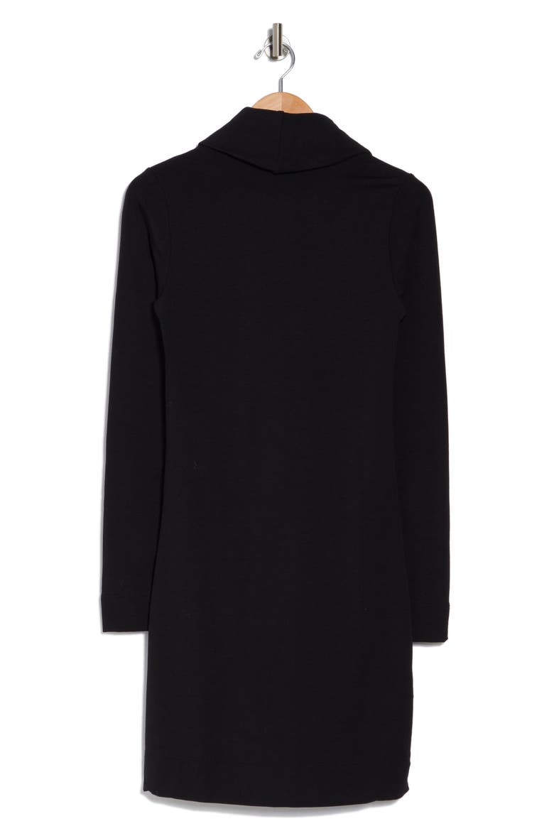 Cowl Neck Long Sleeve Shift Dress, Alternate, color, BLACK