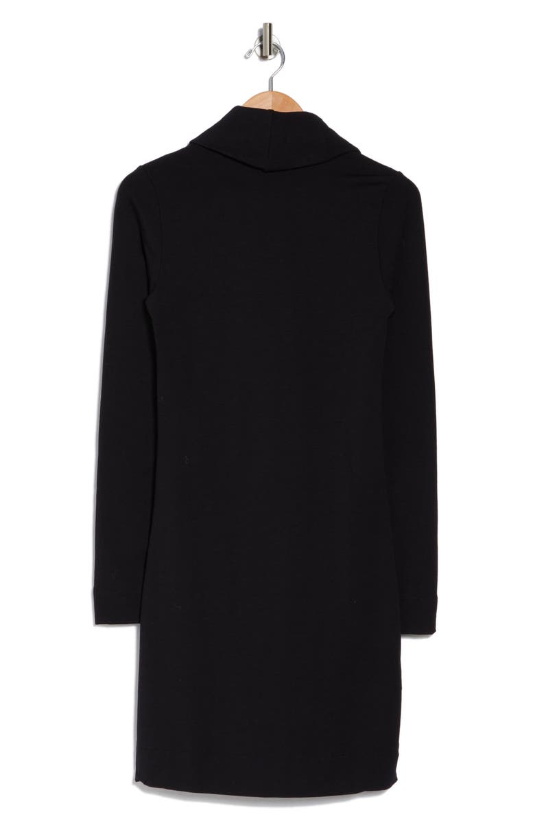 GO COUTURE Cowl Neck Long Sleeve Shift Dress, Alternate, color, Black