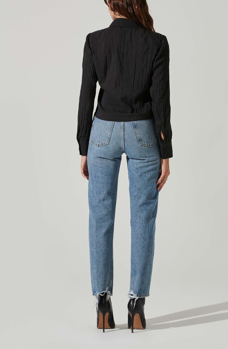 ASTR the Label Textured Ruched Button-Up Shirt, Alternate, color,