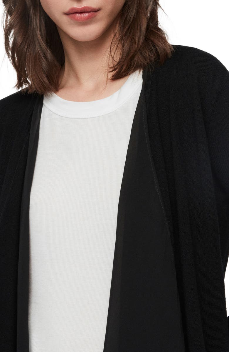 AllSaints Mirri Waterfall Merino Wool Cardigan, Alternate, color, 