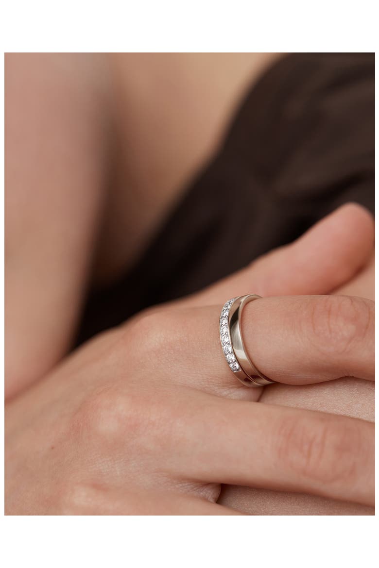 Essential Lab Grown Diamond Pavé Stacking Ring, Alternate, color, STERLING SILVER / DIAMOND