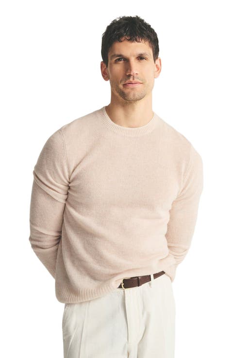 Lightweight Cashmere Contrast Trim Crewneck Sweater