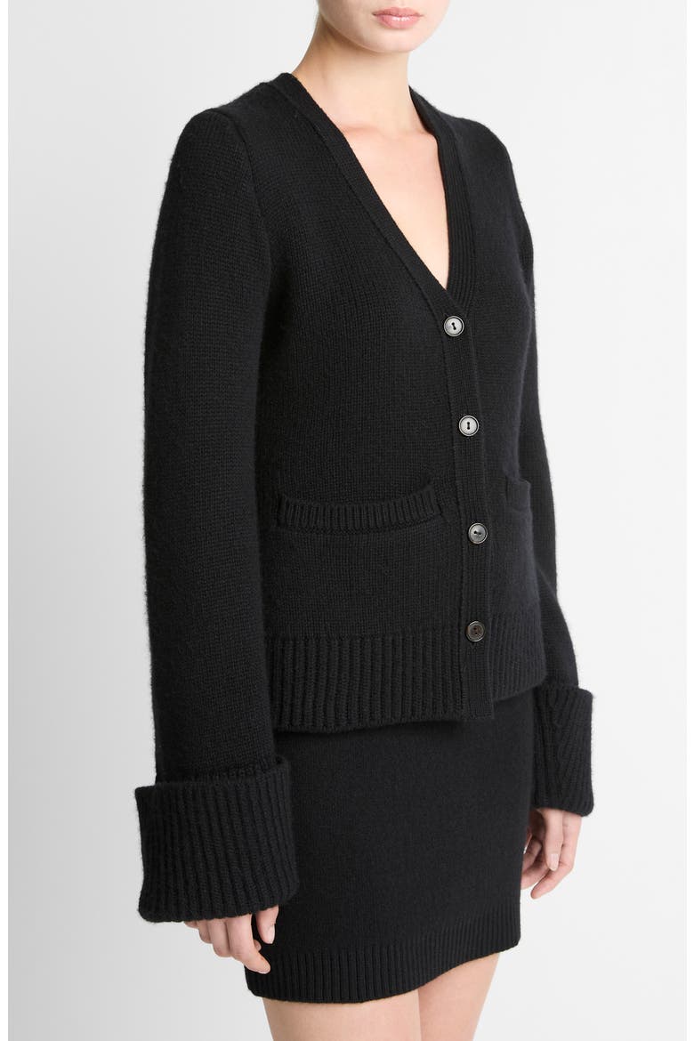 Double Face Wool Blend Cardigan, Alternate, color, BLACK