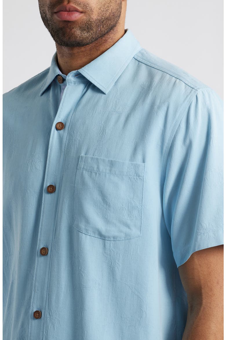 Birdie of Paradise Short Sleeve Silk Graphic Button-Up Shirt, Alternate, color, BLUE JAY