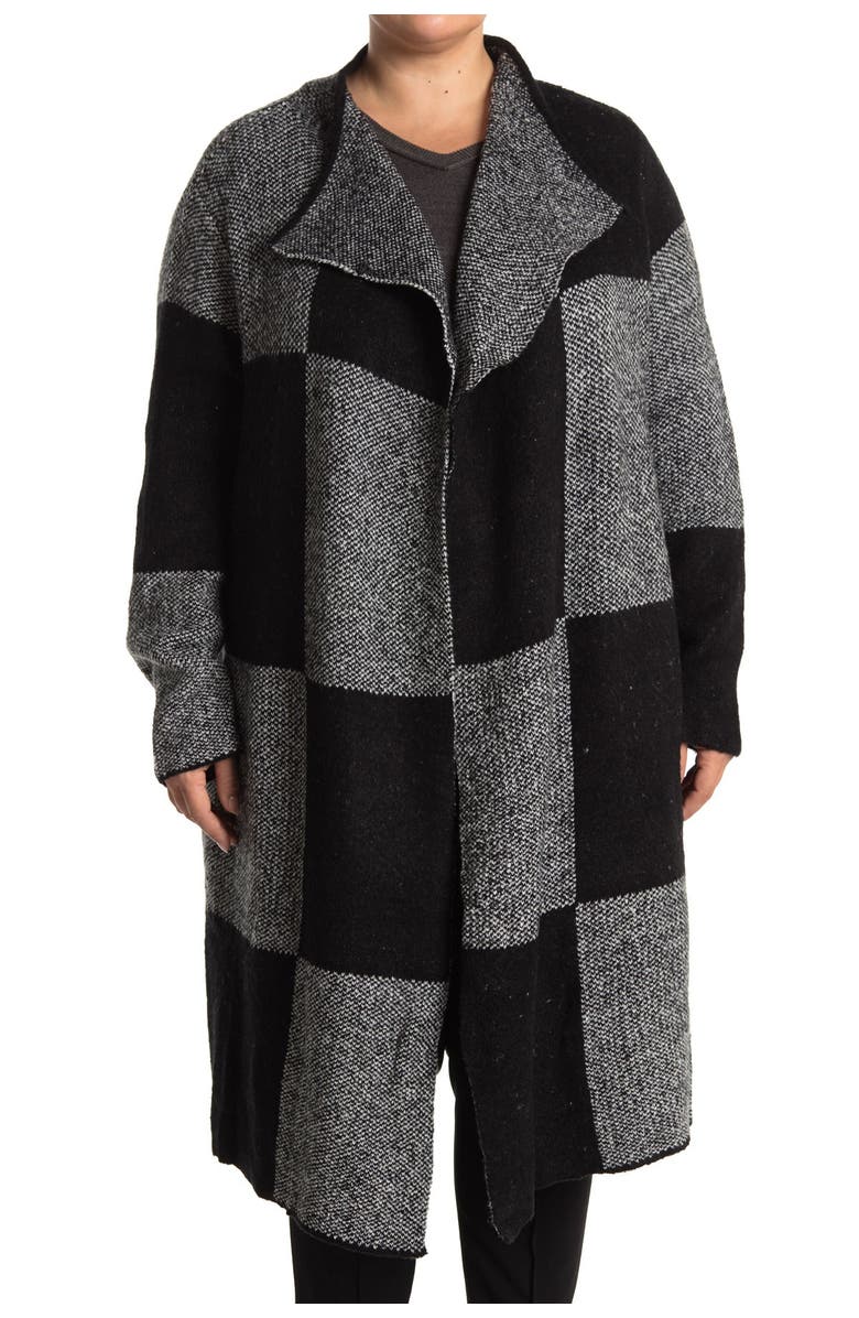 Joseph A Large Buffalo Plaid Cardigan Sweater Coat, Alternate, color,