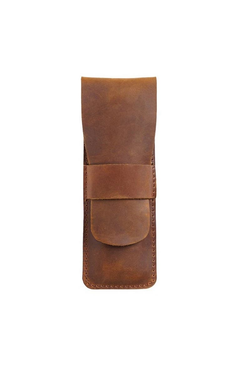 Paiman Leather Pen Holder | Handmade Leather Fountain Pen Pouch, Main, color, Brown