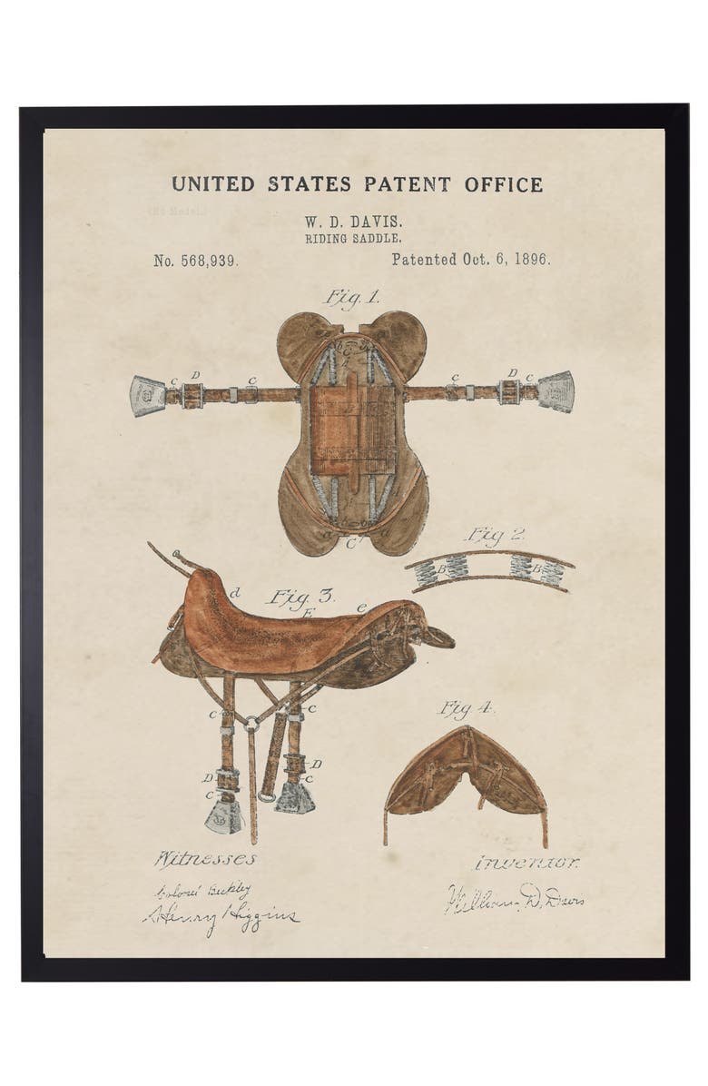 Antique Curiosities Saddle Patent in Black Frame, Main, color, NO COLOR