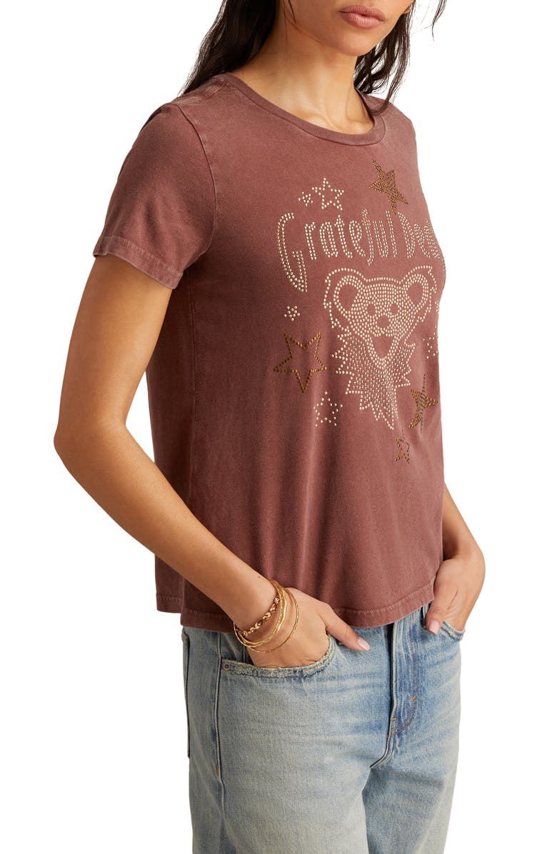Lucky Brand Grateful Dead Stud Embellished Cotton Graphic T-Shirt, Alternate, color, Marron
