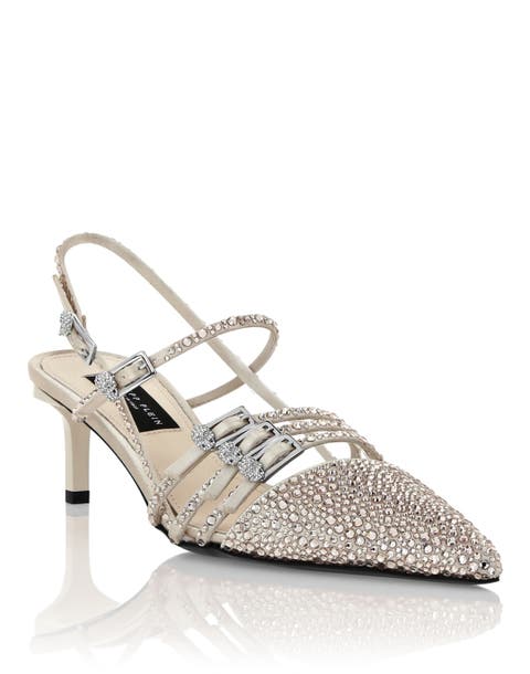 Multi-Strap Mid-Heel Slingbacks 5 Mix Strass Women