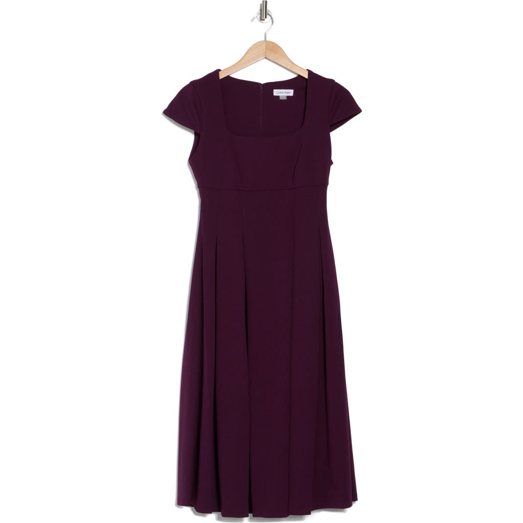 Shop Calvin Klein Short Sleeve Midi Fit & Flare Dress