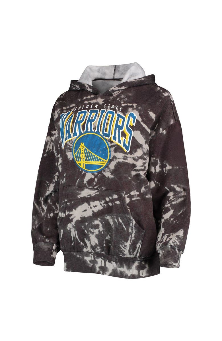 Majestic Threads Women's Majestic Threads Black Golden State Warriors Burble Tie-Dye Tri-Blend Pullover Hoodie, Alternate, color, Black