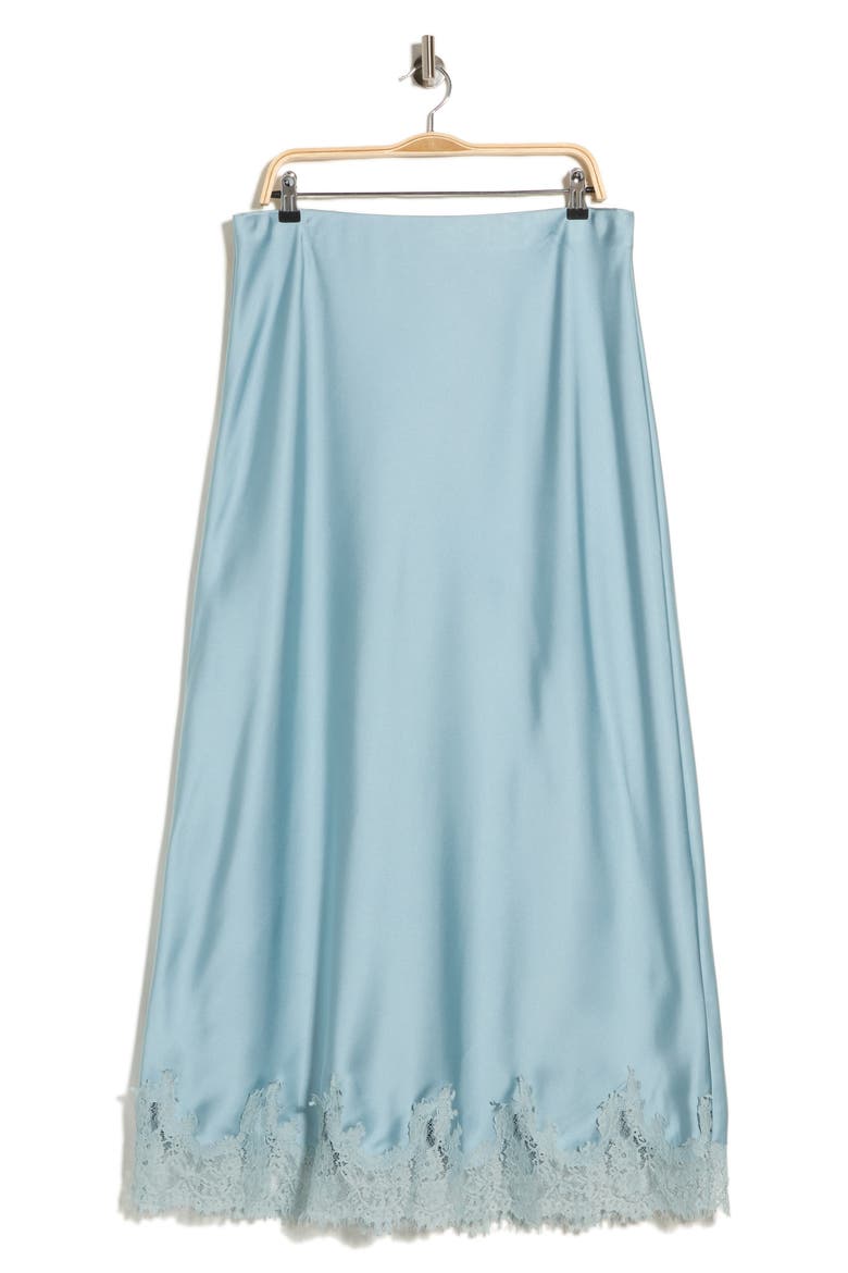 Lace Hem Satin Maxi Skirt, Alternate, color, DUSTY BLUE