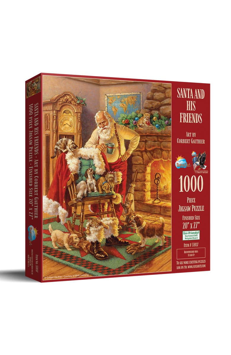 Sunsout Santa and His Friends 1000 piece Jigsaw Puzzle for Adults, Main, color, Multicolor